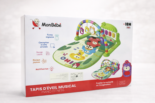 MonBébé Tapis d’Éveil Musical Piano Fitness – Dès 18 Mois