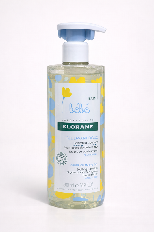 Klorane Bébé Gel Lavant Doux 500 ml – Calendula BIO Apaisant, Corps & Cheveux