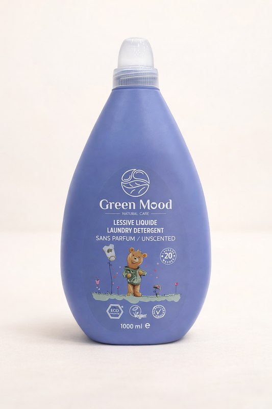 Green Mood Natural Care – Lessive Liquide Bébé Sans Parfum 1000 ml (20 lavages)