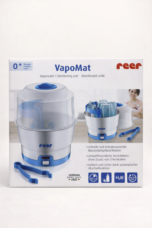 Reer VapoMat – Stérilisateur Vapeur Biberons 0+ (Arrêt Automatique)