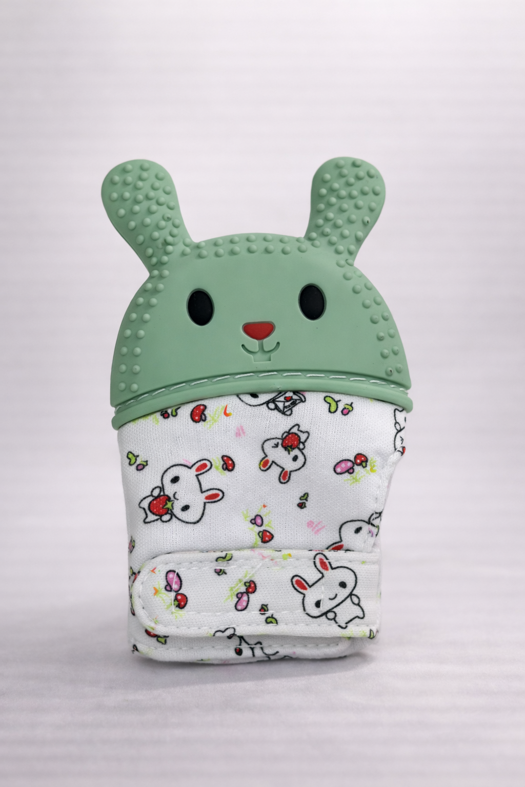 Gant de dentition bébé en silicone avec attache – Motif lapin