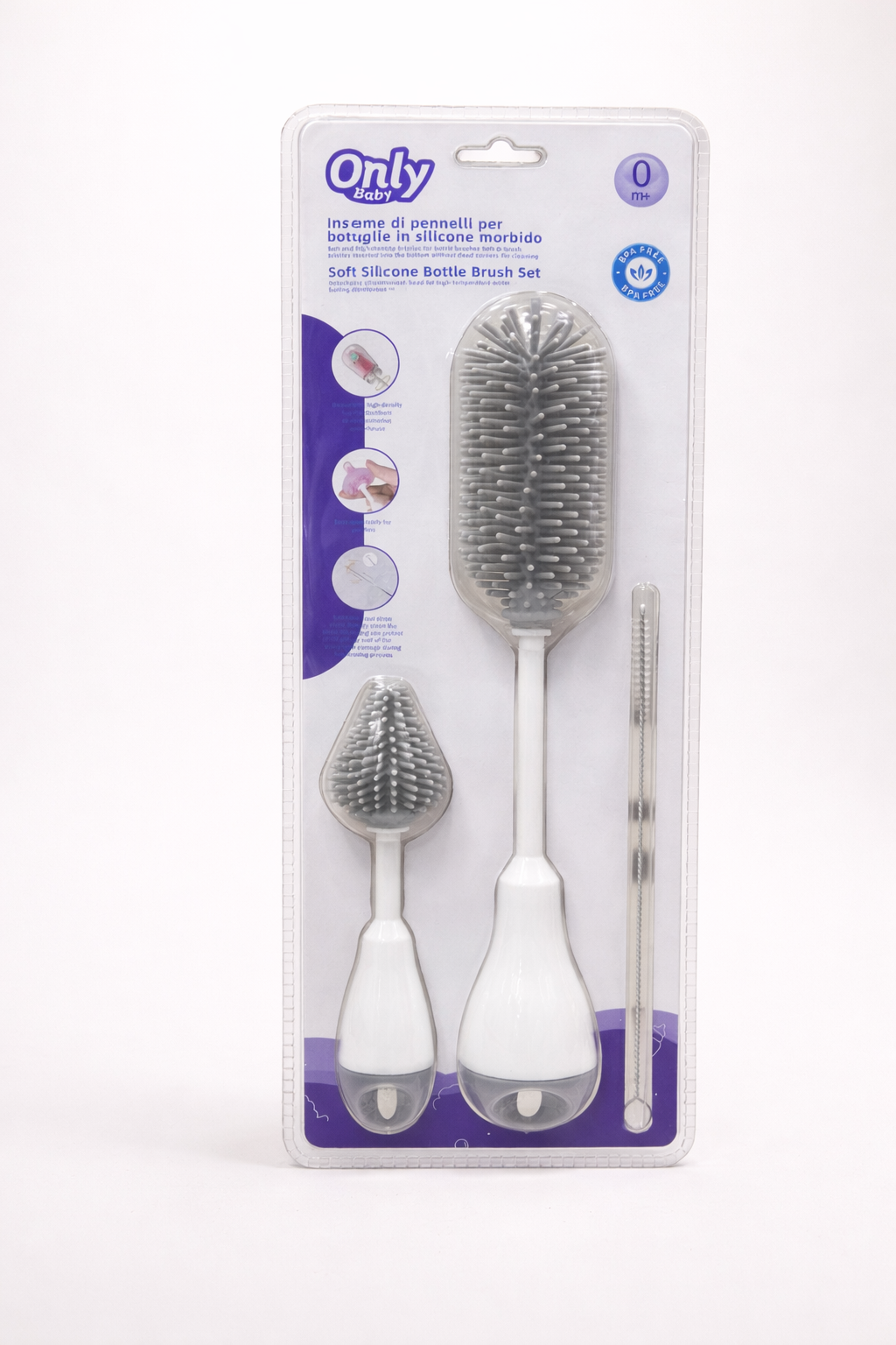 Only Baby – Set de Goupillons en Silicone Souple pour Biberons (0m+) – Sans BPA