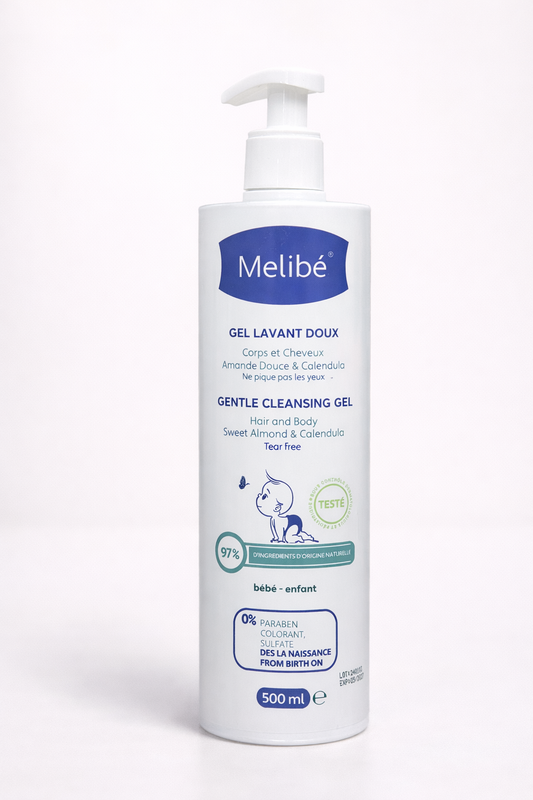 Melibé Gel Lavant Doux Bébé – Corps & Cheveux | Amande Douce & Calendula | Dès la Naissance – 500 ml