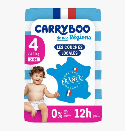 Carryboo Les Couches Locales Taille 4 (7–18 kg) – 44 couches | Origine France Garantie