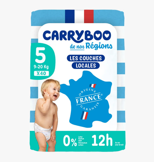 Carryboo Les Couches Locales Taille 5 (9–20 kg) – 40 couches | Origine France Garantie